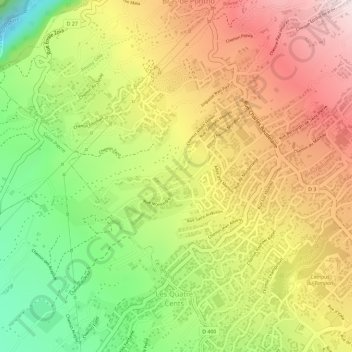 Mapa topográfico Trois Mares, altitud, relieve
