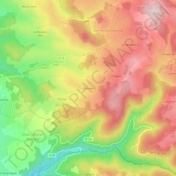Mapa topográfico L'Estrade, altitud, relieve