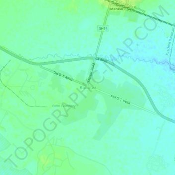 Mapa topográfico Budbud, altitud, relieve