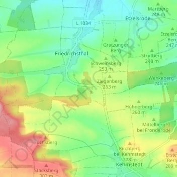 Mapa topográfico Königsthal, altitud, relieve