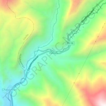 Mapa topográfico Pomay, altitud, relieve