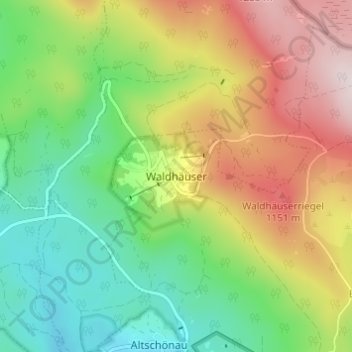 Mapa topográfico Waldhäuser, altitud, relieve