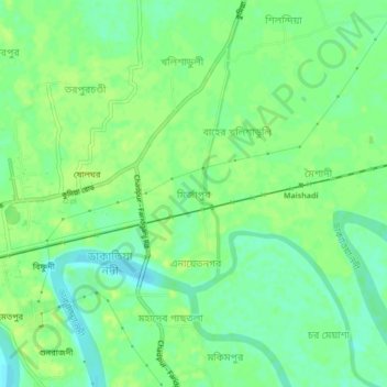 Mapa topográfico Mirzapur, altitud, relieve