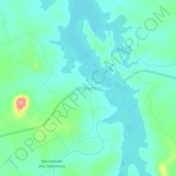 Mapa topográfico São Damião, altitud, relieve