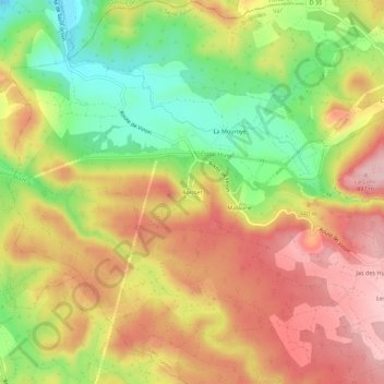 Mapa topográfico Boisset, altitud, relieve