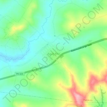 Mapa topográfico Água Boa, altitud, relieve