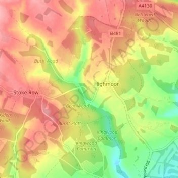 Mapa topográfico Witheridge Hill, altitud, relieve