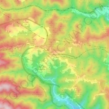 Mapa topográfico Cadibona, altitud, relieve