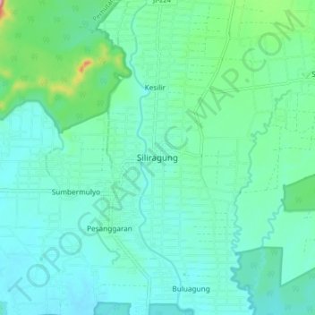 Mapa topográfico Siliragung, altitud, relieve