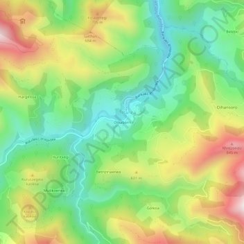 Mapa topográfico Olhaberri, altitud, relieve