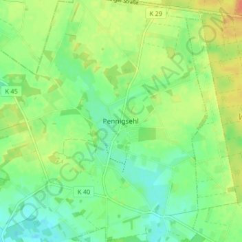 Mapa topográfico Pennigsehl, altitud, relieve