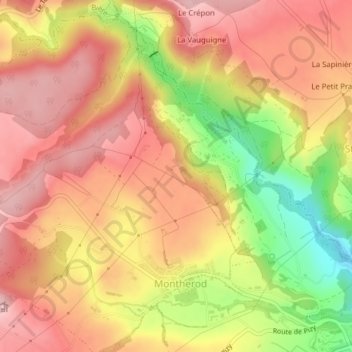 Mapa topográfico Les Voëttes, altitud, relieve