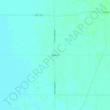 Mapa topográfico Samford, altitud, relieve
