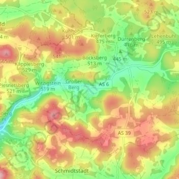 Mapa topográfico Oberklausen, altitud, relieve