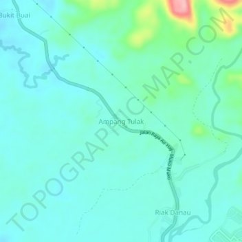 Mapa topográfico Ampang Tulak, altitud, relieve