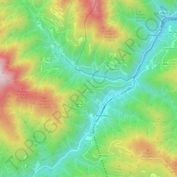 Mapa topográfico La Casa, altitud, relieve