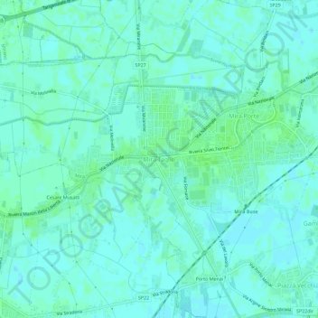 Mapa topográfico Mira Taglio, altitud, relieve