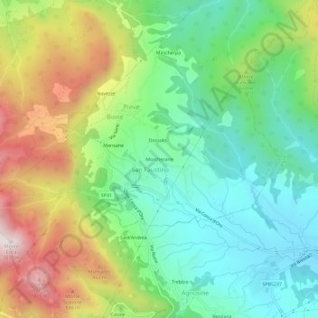 Mapa topográfico Morcherane, altitud, relieve