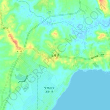 Mapa topográfico 龙楼镇, altitud, relieve