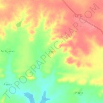 Mapa topográfico Hatti, altitud, relieve