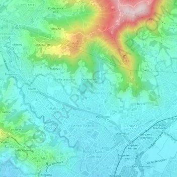 Mapa topográfico Quintino Basso, altitud, relieve
