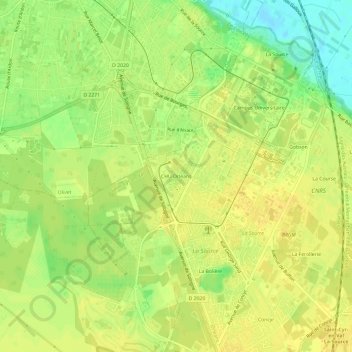 Mapa topográfico CHU Orléans, altitud, relieve