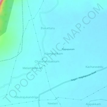 Mapa topográfico Kilambakkam, altitud, relieve