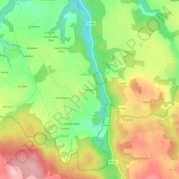 Mapa topográfico Traongoff, altitud, relieve