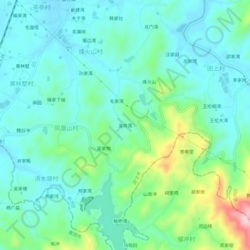 Mapa topográfico 龙井湾, altitud, relieve