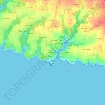 Mapa topográfico Pont Doelan, altitud, relieve
