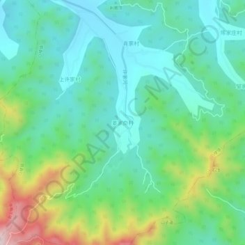 Mapa topográfico 姜家夼村, altitud, relieve