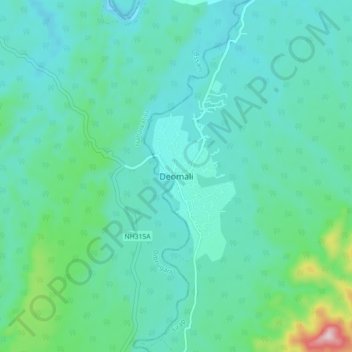 Mapa topográfico Deomali, altitud, relieve