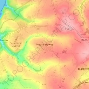 Mapa topográfico Mount Hawke, altitud, relieve