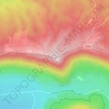 Mapa topográfico Poggio Nibbio, altitud, relieve
