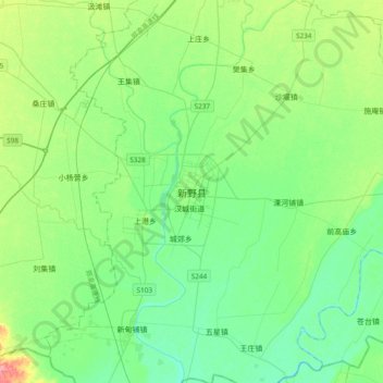 Mapa topográfico 新野县, altitud, relieve