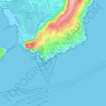 Mapa topográfico Marechiaro, altitud, relieve