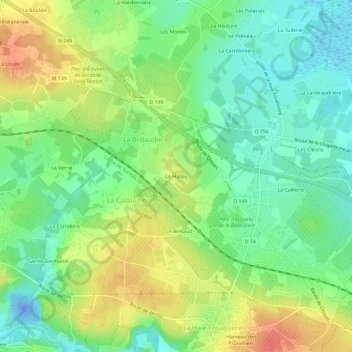 Mapa topográfico Le Hallay, altitud, relieve