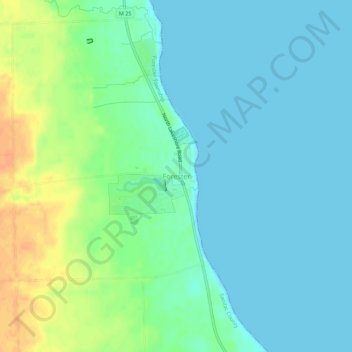 Mapa topográfico Forester, altitud, relieve