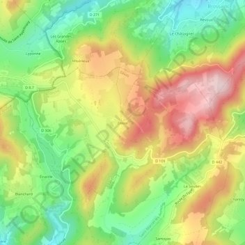 Mapa topográfico Éteize, altitud, relieve