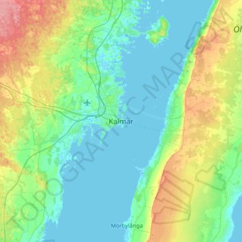 Mapa topográfico Kalmar, altitud, relieve