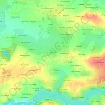 Mapa topográfico La Boutrie, altitud, relieve