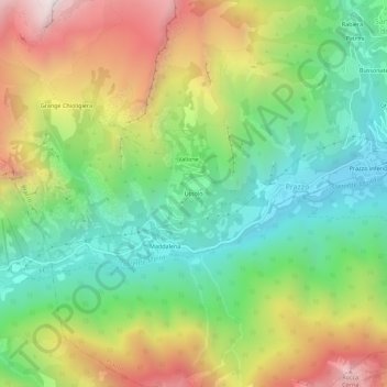 Mapa topográfico Ussolo, altitud, relieve