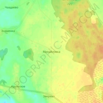 Mapa topográfico Mikhaylovka, altitud, relieve