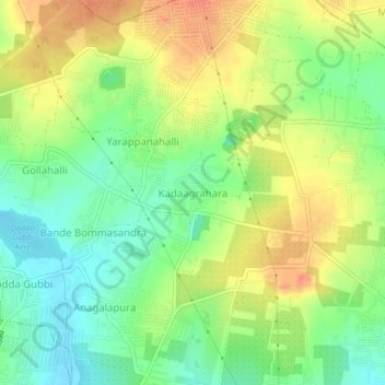Mapa topográfico Kadaagrahara, altitud, relieve