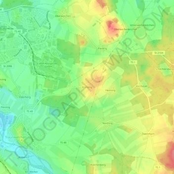 Mapa topográfico Frühling, altitud, relieve