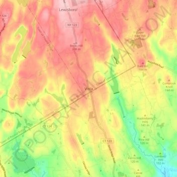 Mapa topográfico Vista, altitud, relieve
