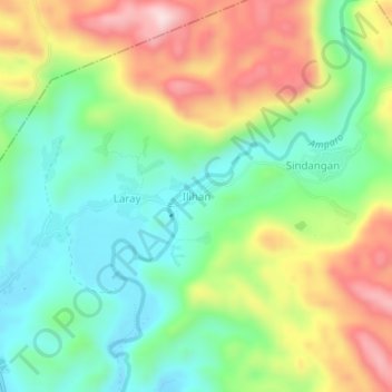 Mapa topográfico Ilihan, altitud, relieve