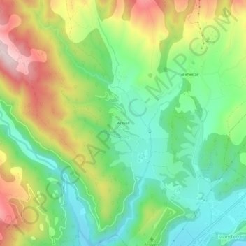 Mapa topográfico Aravell, altitud, relieve