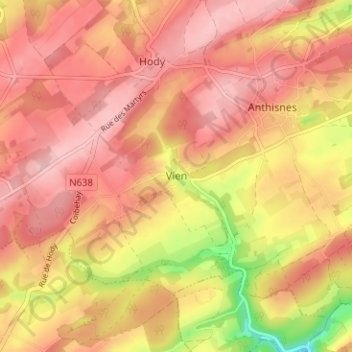 Mapa topográfico Vien, altitud, relieve