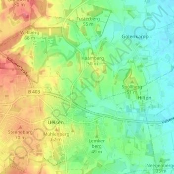 Mapa topográfico Bauerhausen, altitud, relieve